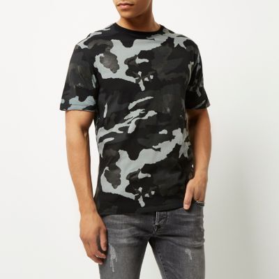 Black metallic camo T-shirt